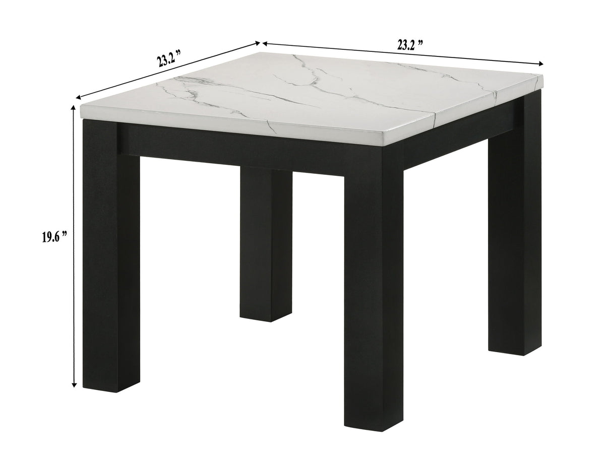 Ivy - 3 Piece Faux Marble White Cocktail Set - White / Black