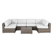 6 Seat Rattan Outdoor Lounge Set Durable - Gray Mix