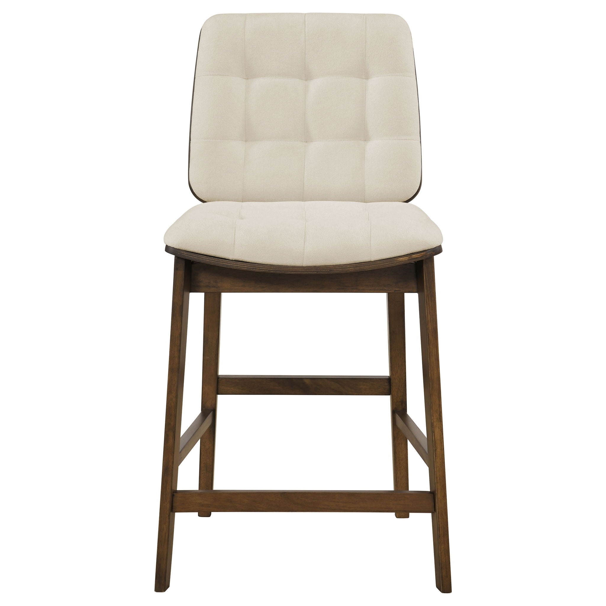 Redbridge Velvet Upholstered Counter Chair Cream and Walnut (Set of 2)
