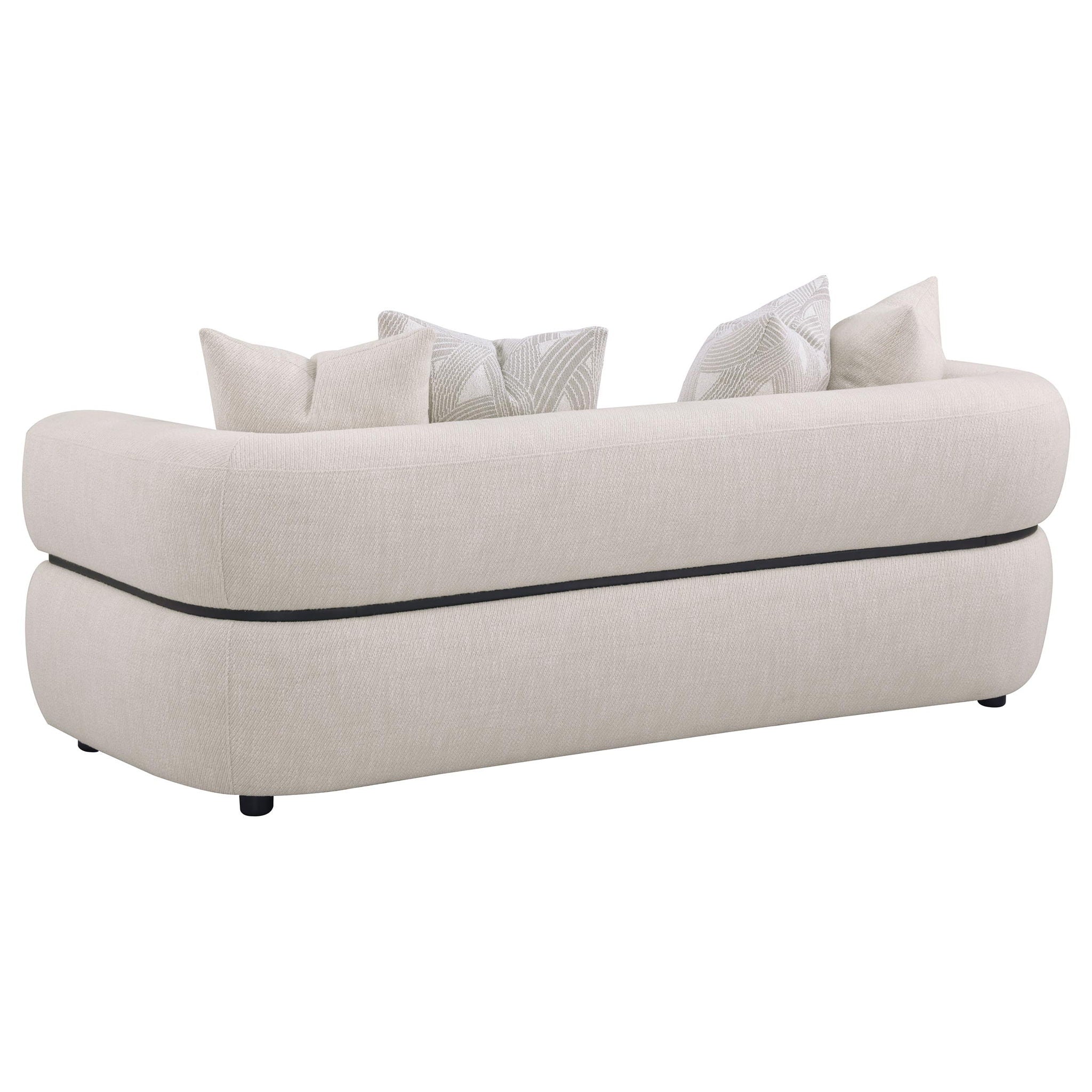 Jeanette 3-piece Fabric Upholstered Round Arm Sofa Set Beige