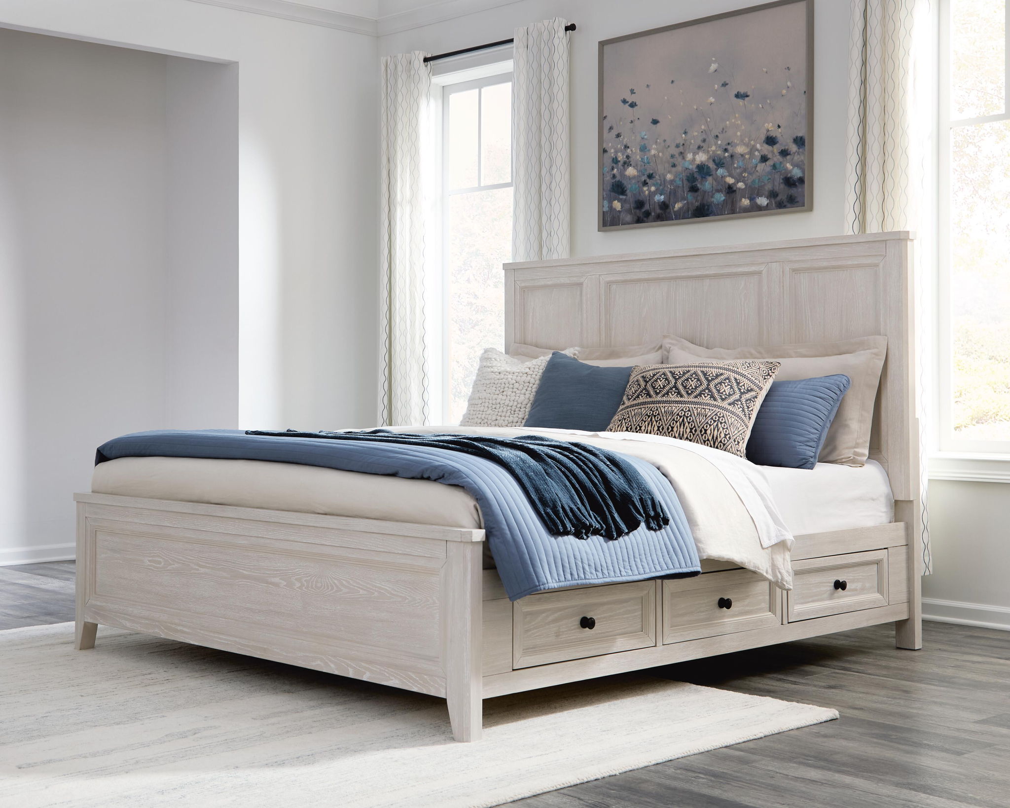 Darbonton - King Panel Storage Bed - Dove White