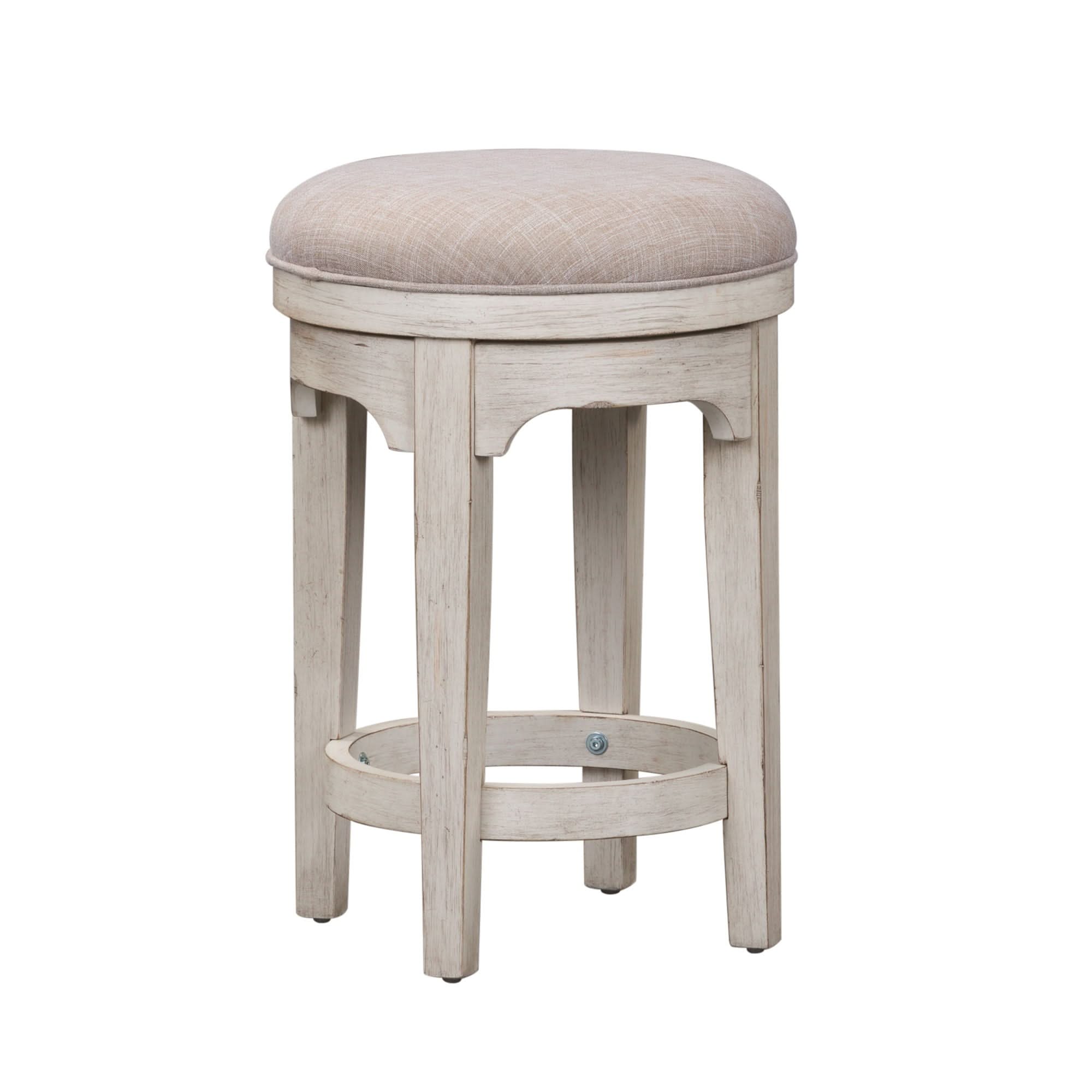 Farmhouse Reimagined - Console Swivel Stool - Antique White / Chestnut Tops
