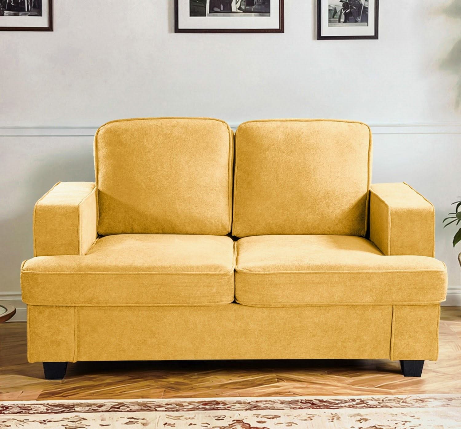 Modern Loveseat, Comfortable 2 Seater Couch With Deep Seating, Loose Back Cushions, Wide Arms