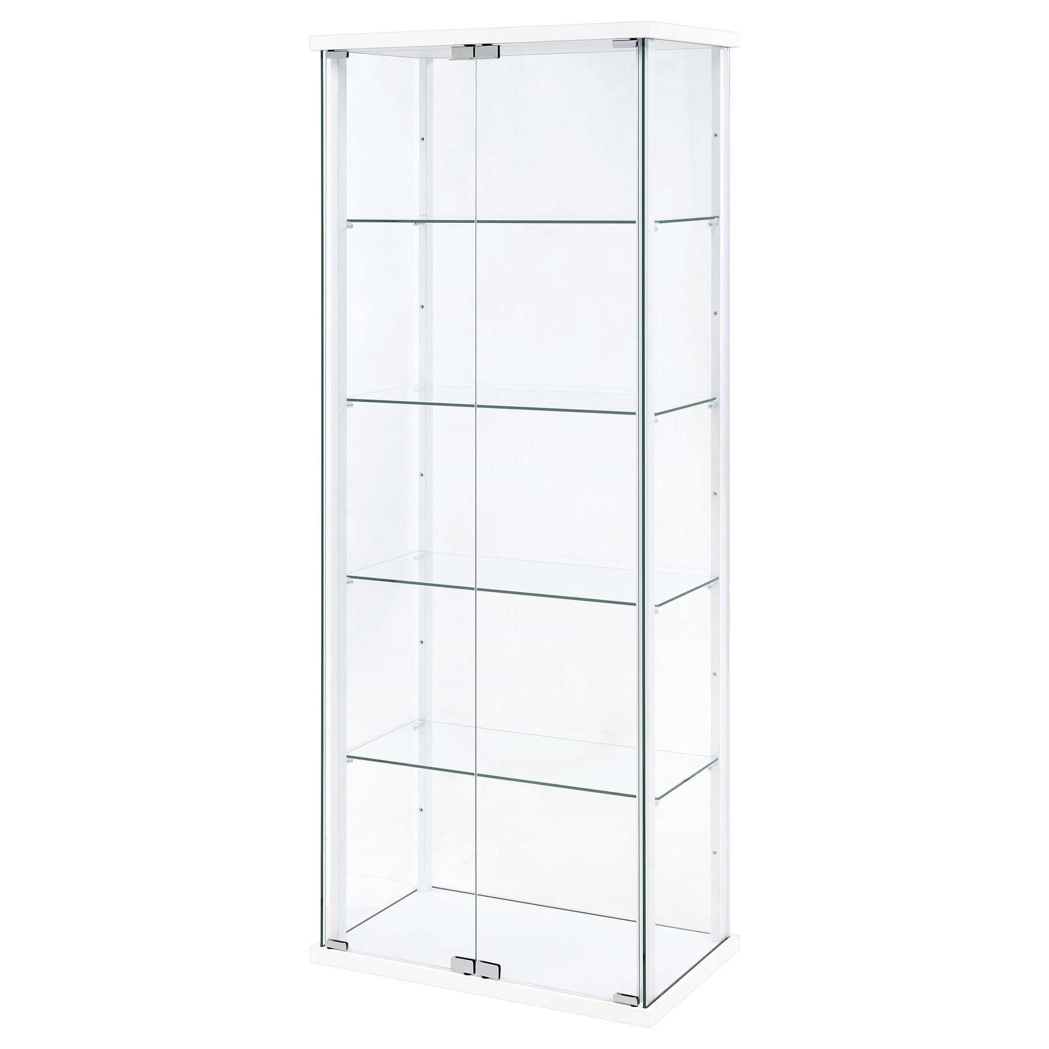 Delphinium 4-Shelf Clear Glass Curio Display Cabinet White