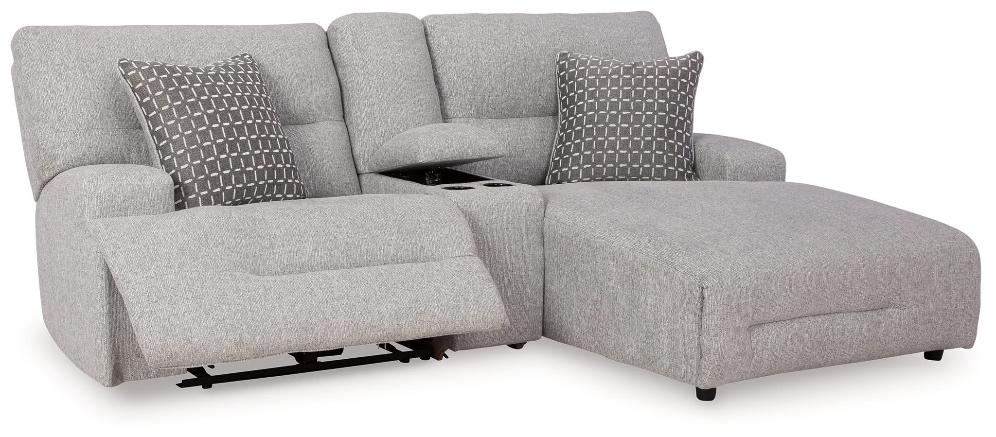 Acklen Place - 4 Pc. - 3-Piece Power Reclining Sectional Sofa With Raf Chaise, Wide Seat Power Recliner - Pewter
