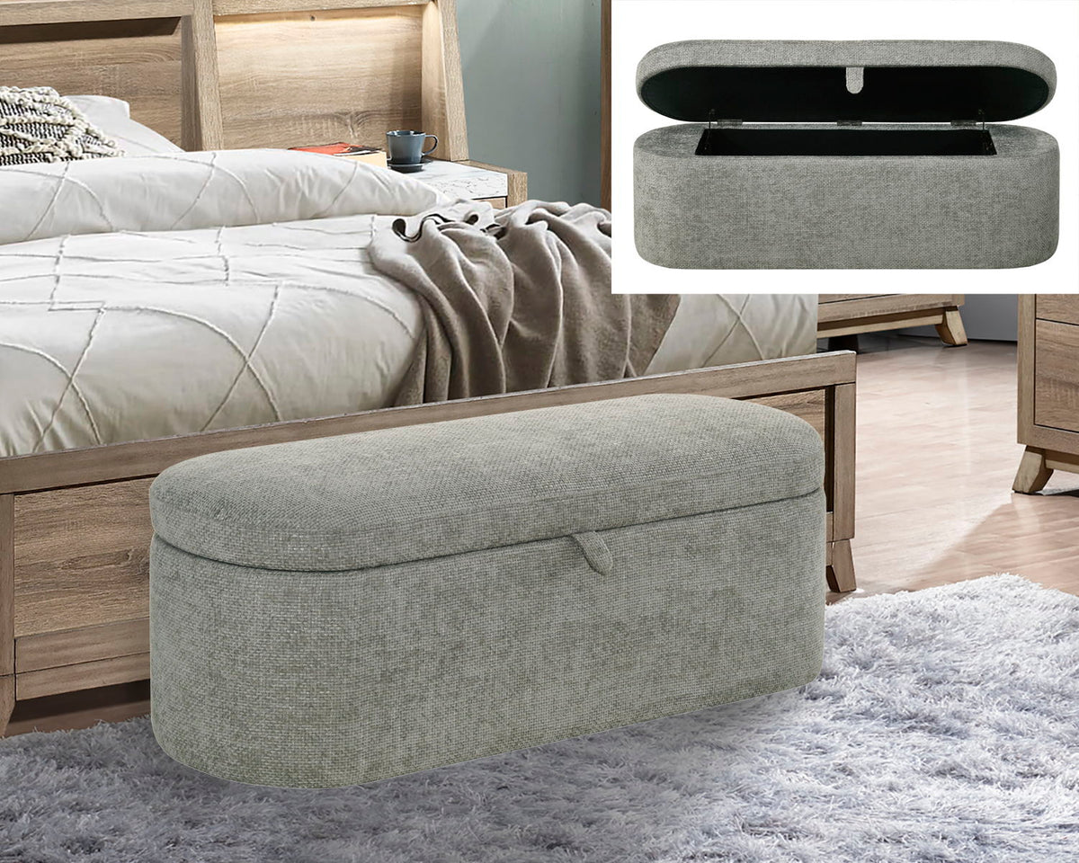 Philipa - Storage Bench - Light Gray Tweed