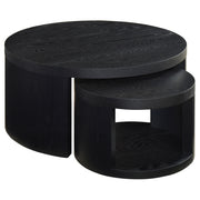 Sweeney 2-piece Round Wood Occasional Nesting Table Set Black