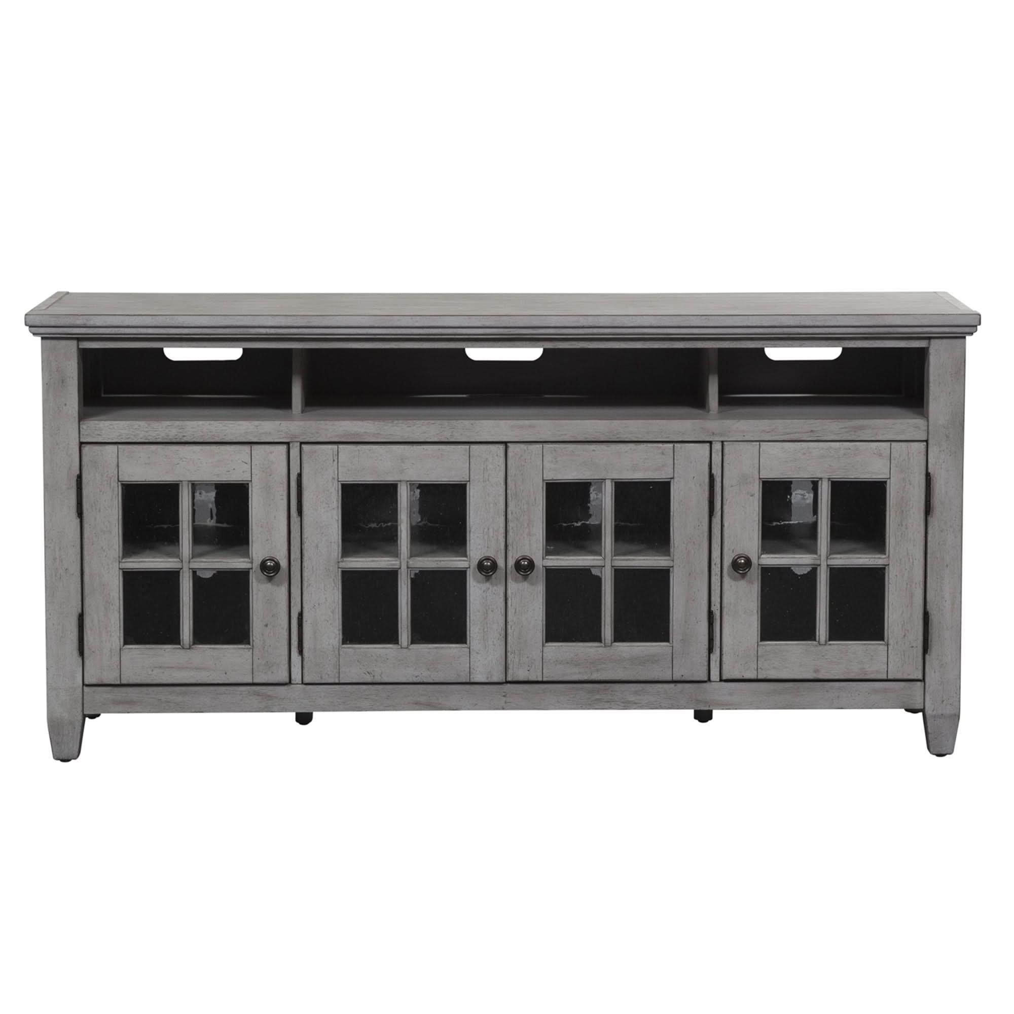 Heartland - Entertainment TV Stand - Antique White / Tobacco Tops
