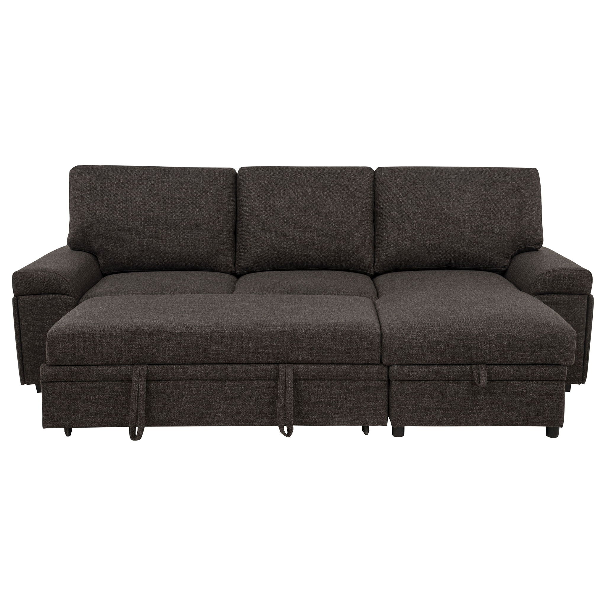 Demko Sleeper Sectional Sofa with Speaker and Storage Chaise Brown