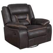 Greer Upholstered Swivel Glider Recliner Chair Brown