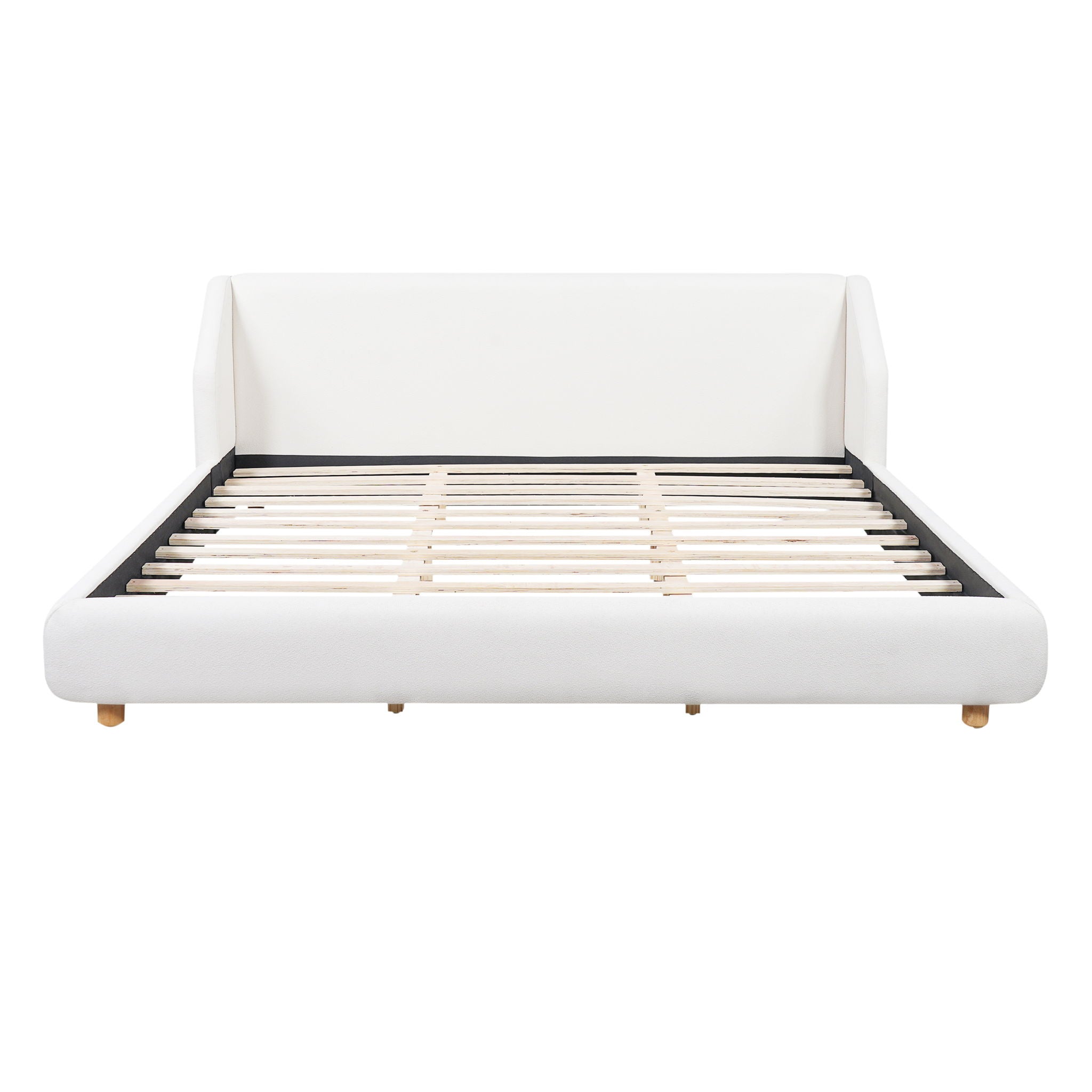 Modern Upholstered Bed Frame With Wingback Headboard