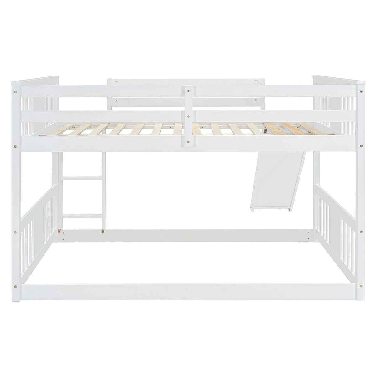 Full Over Full Bunk Bed With Ladder With Slide - White