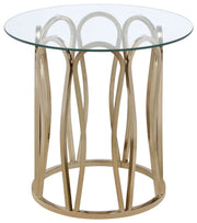 Monett Round Glass Top Side End Table Chocolate Chrome