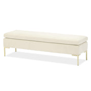 Signature Beds & Benches - Zennia Velvet Accent Bench - Ivory / Gold