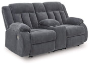 Observation - Double Reclining Power Loveseat With Console - Steel