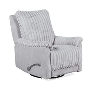 Presley Fog Gray Plush Swivel Manual Recliner