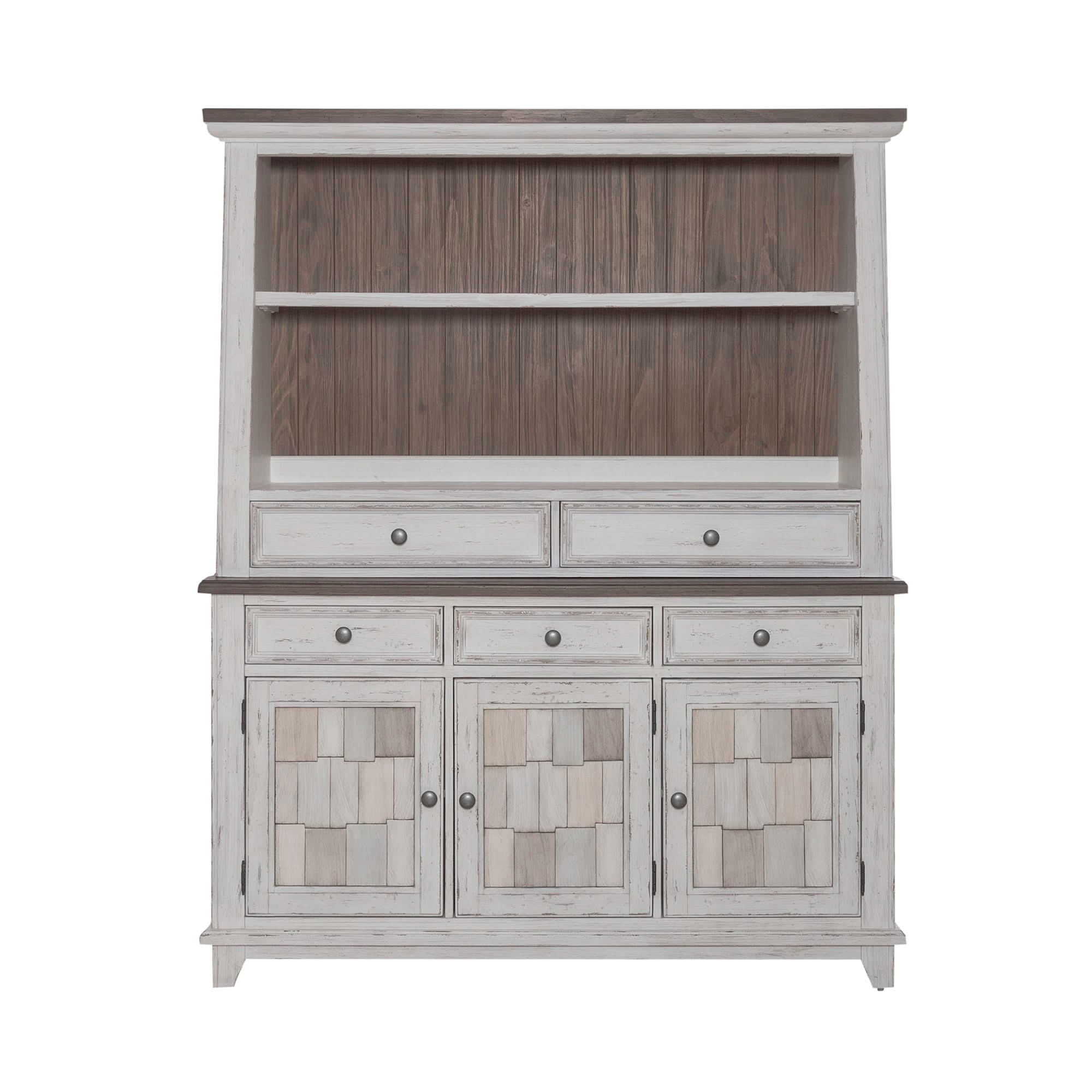 River Place - Server & Hutch - Riverstone White & Tobacco