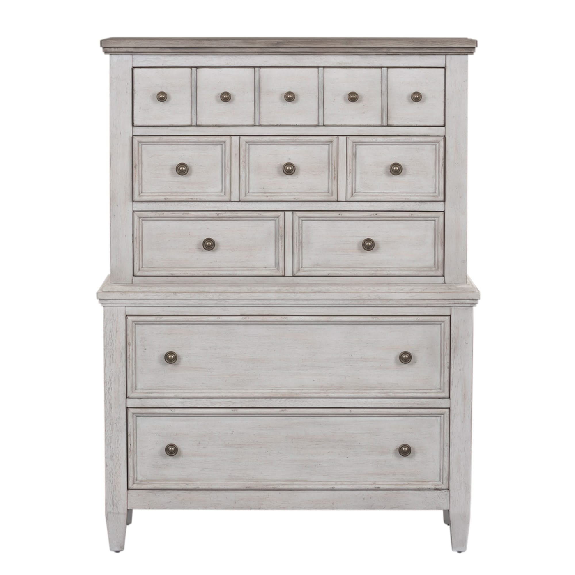 Heartland - 5 Drawer Chest - Antique White / Tobacco Tops