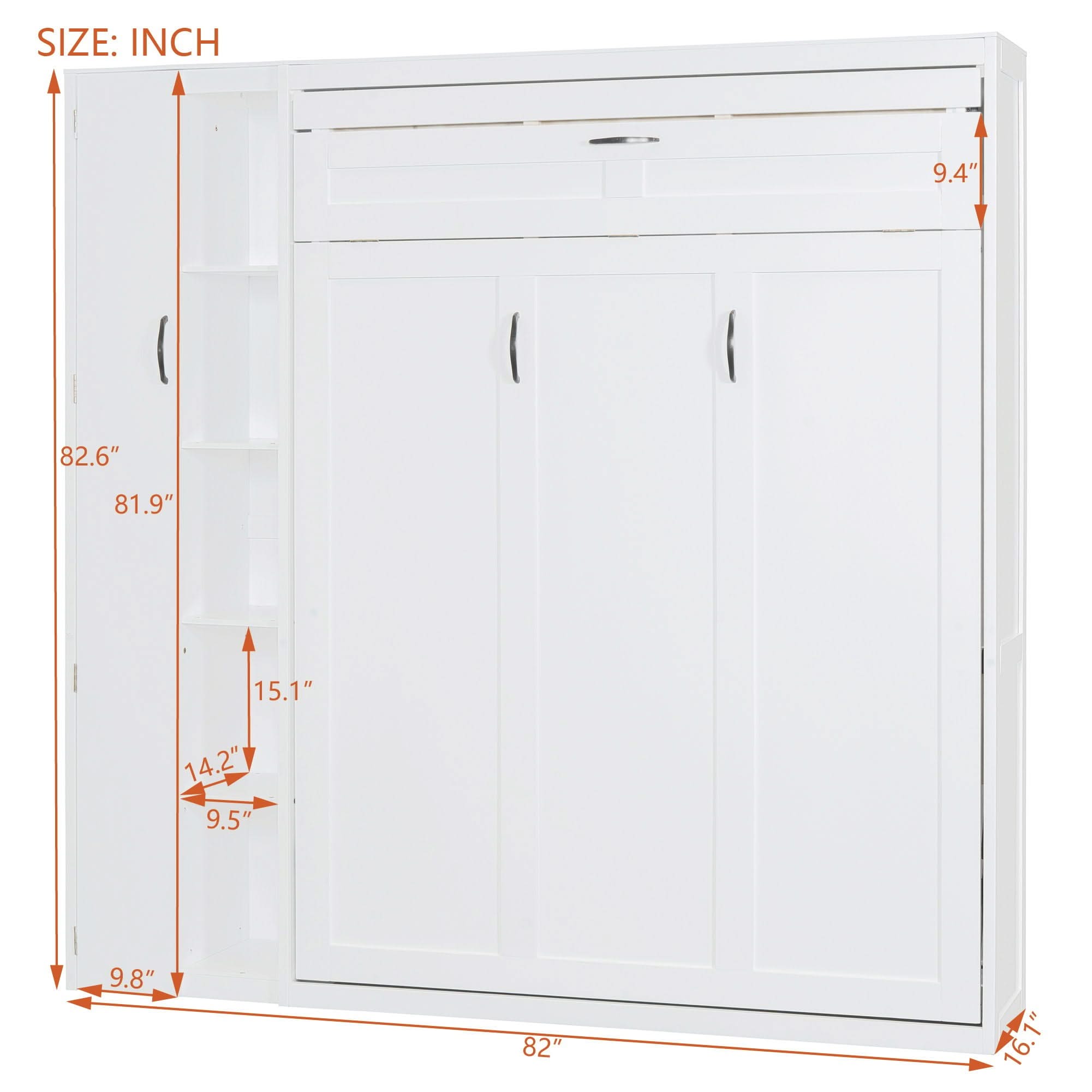 Murphy Wall Bed With Shelves, Wardrobe And LED Lights