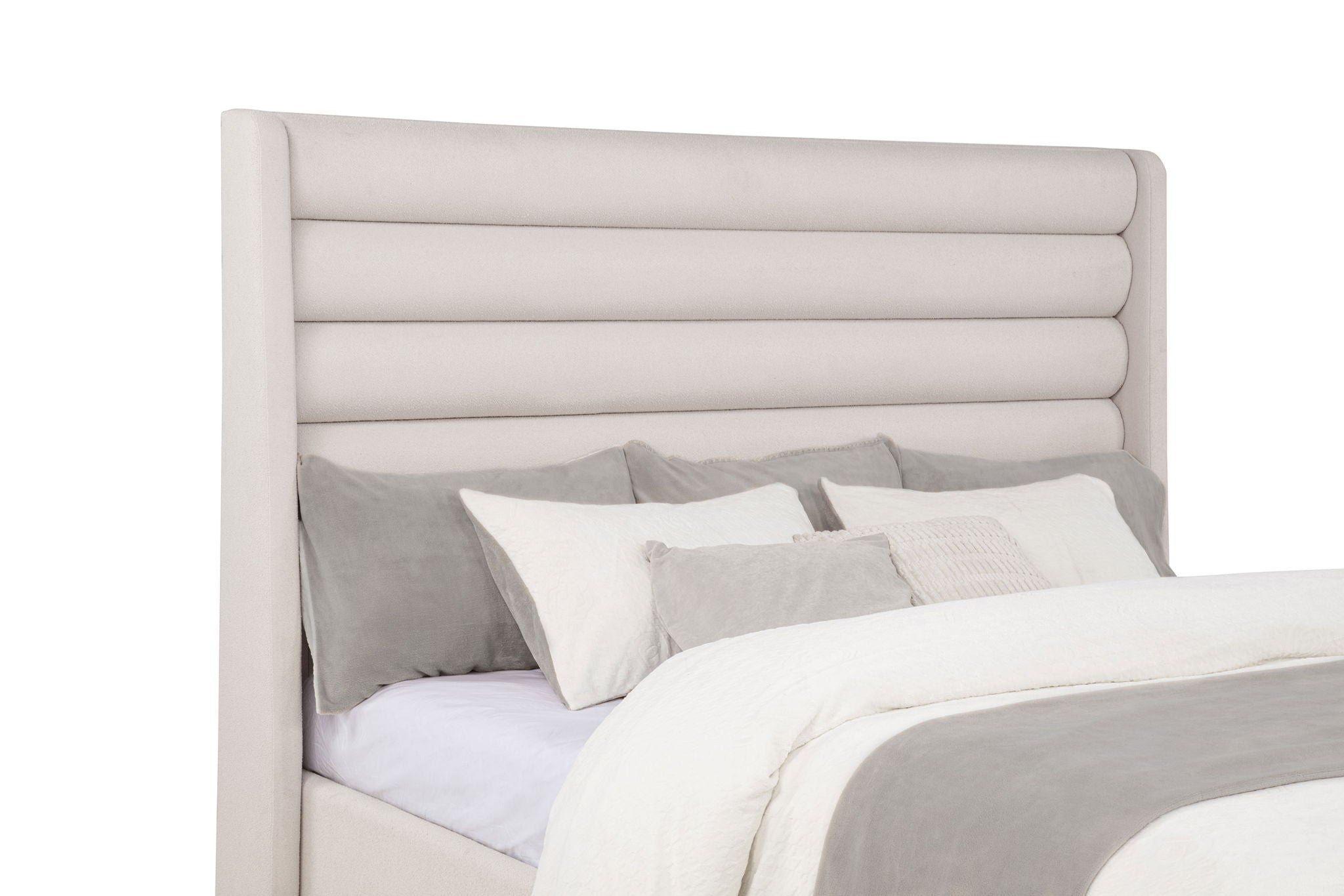 Leslie Upholstered Tufted California King Wingback Platform Bed Beige