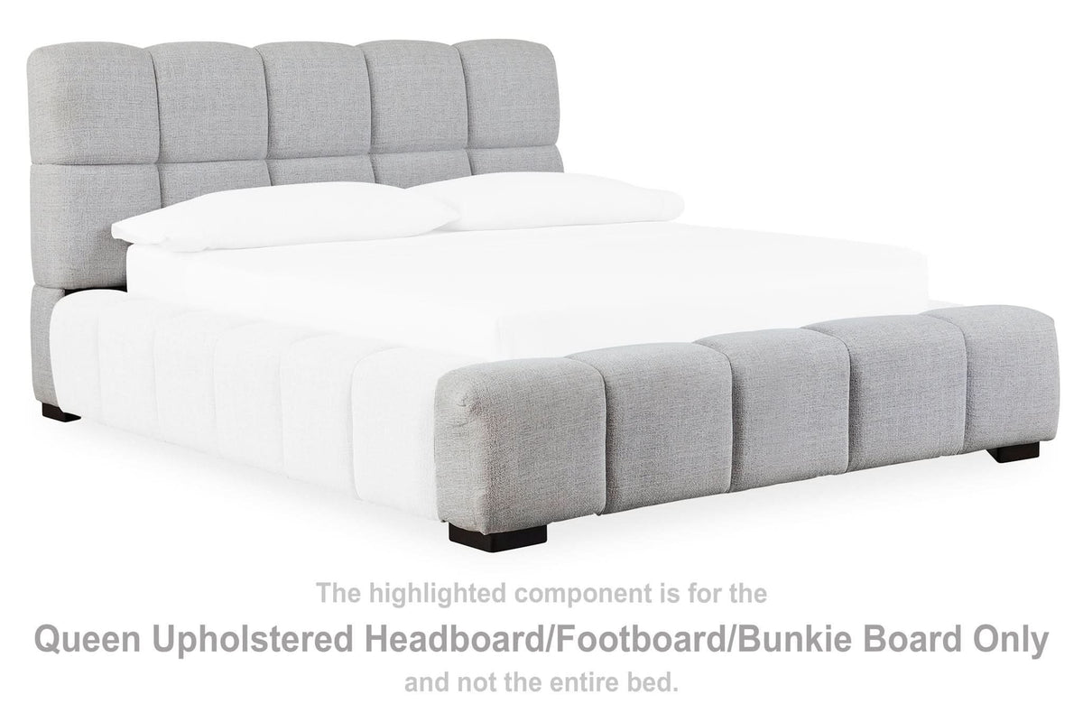 Grendusk - Queen Upholstered Headboard / Footboard / Bunkie Board - Light Gray