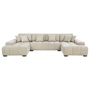 Cannella U-Shaped Double Chaise Upholstered Sectional Sofa Beige