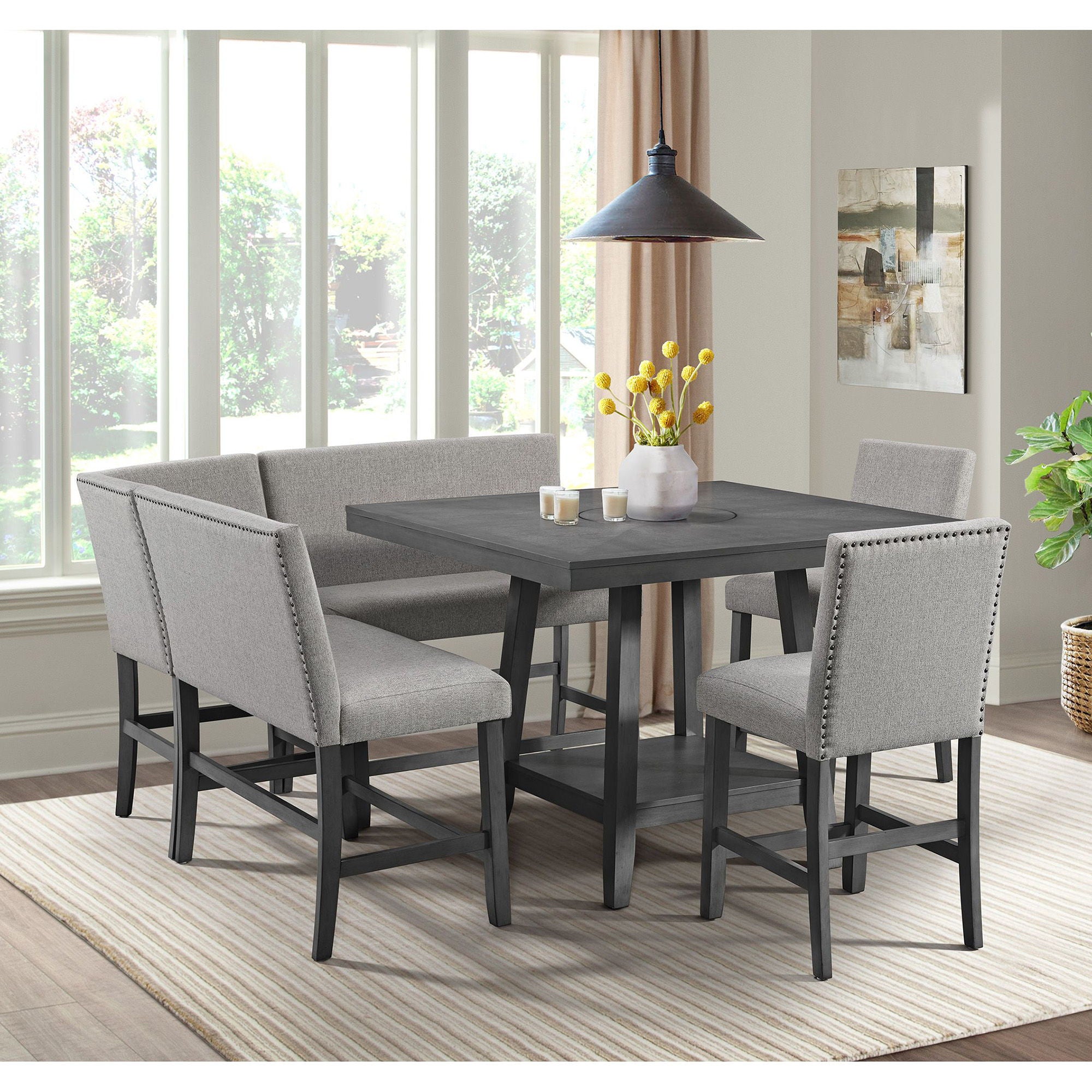Seneca - Counter Corner Bench With Upholstered Back