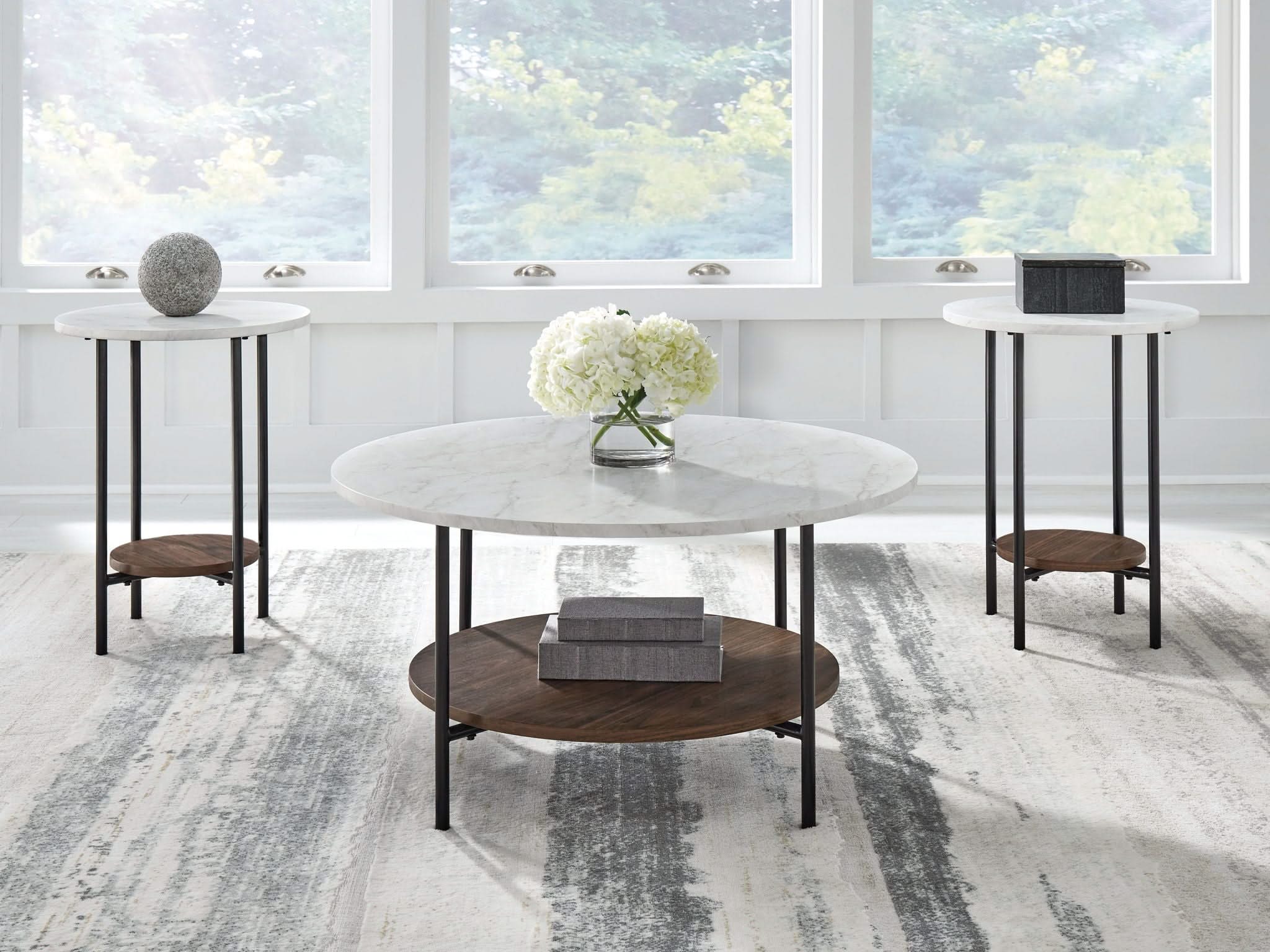 Wrenwich - Occasional Table Set (Set of 3) - Brown / Black / White