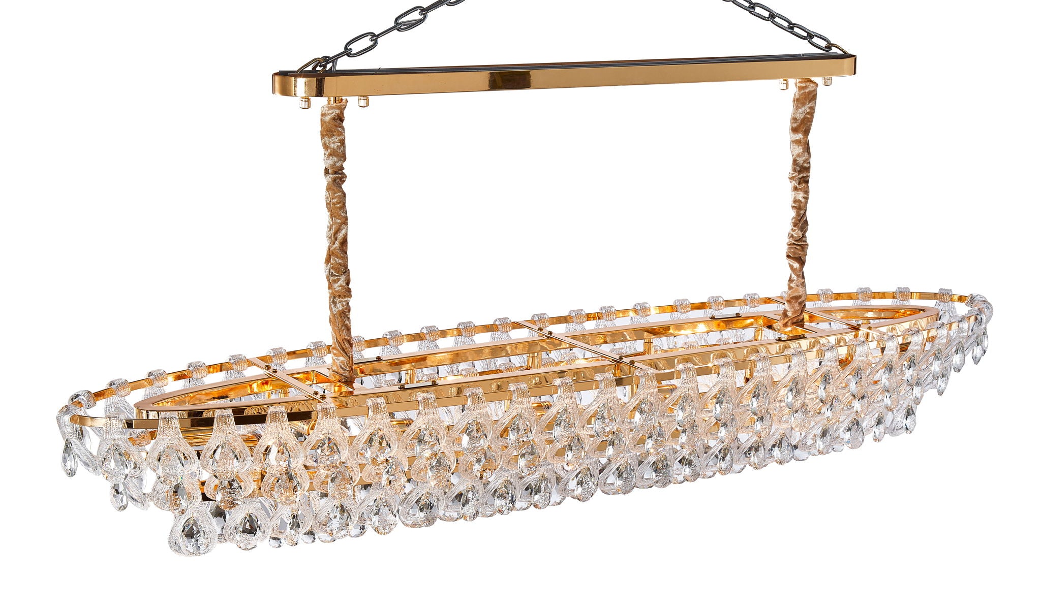 Michael Amini Lighting - Gala 14-Light Rectangular LED Chandelier - Gold