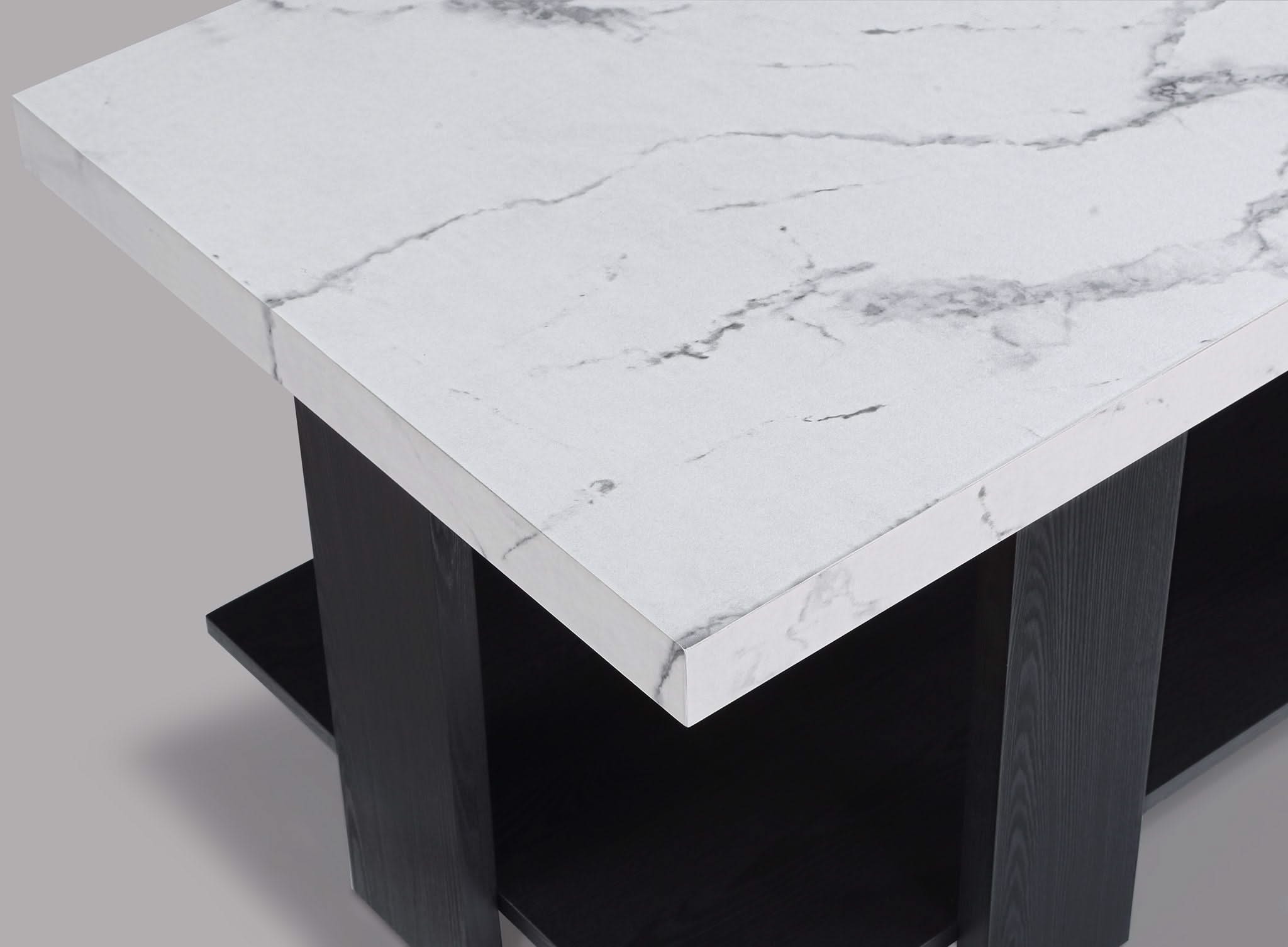 Boris - 3 Piece Faux Marble Cocktail Set - Black / White