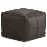 Sheffield - Square Pouf - Distressed Dark Brown