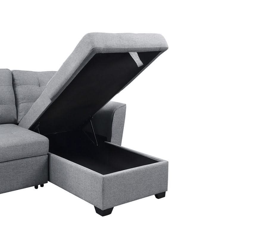 Avery - Sleeper Sectional Sofa With Reversible Storage Chaise - Light Gray