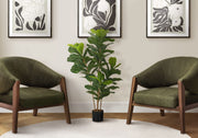 41" Tall, Artificial Plant, Fiddle Tree, Indoor, Faux, Fake, Floor, Greenery, Potted, Real Touch, Decorative - Green / Black