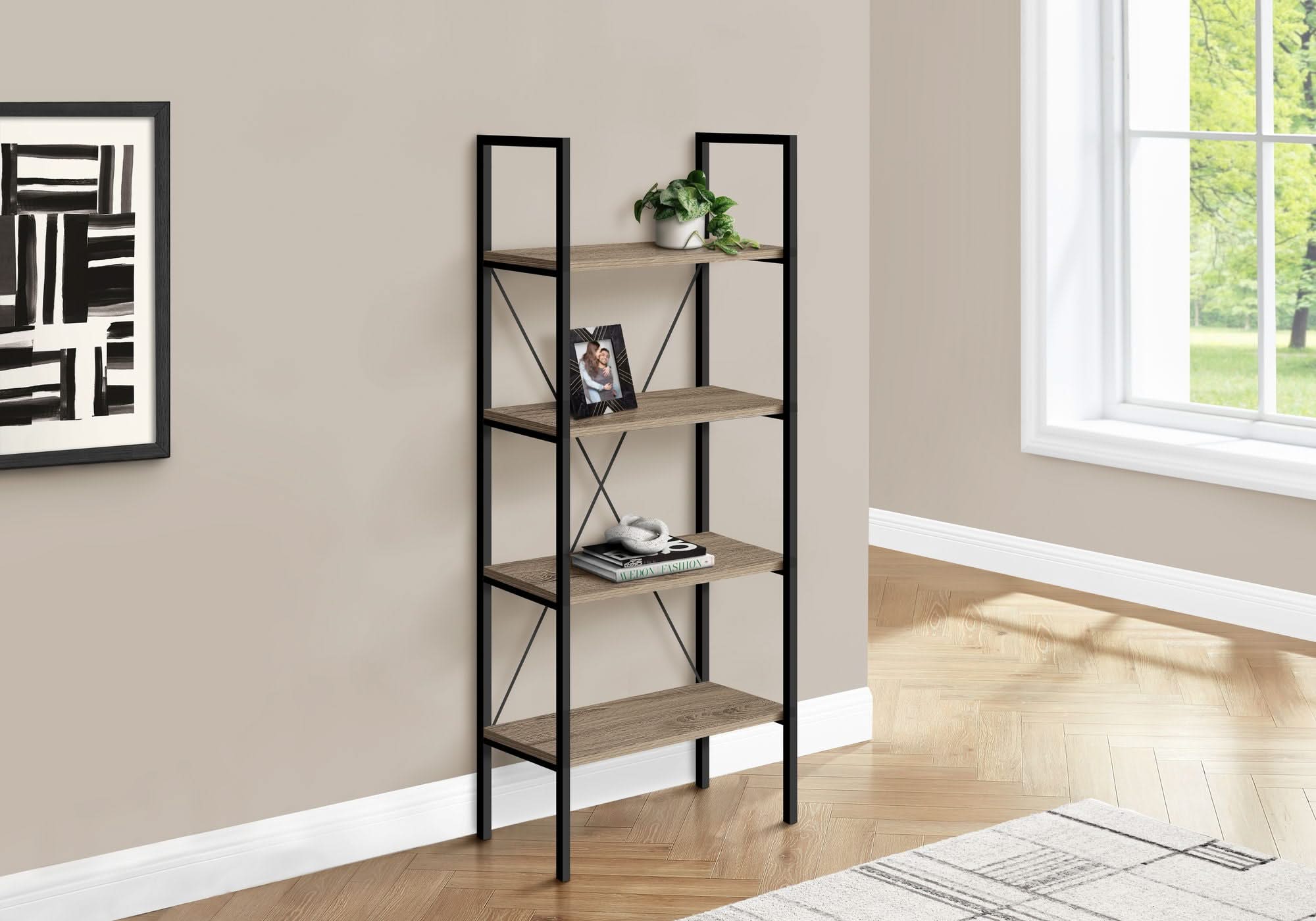 Bookshelf, Bookcase, 4 Tier, Office, Bedroom, Contemporary, Modern