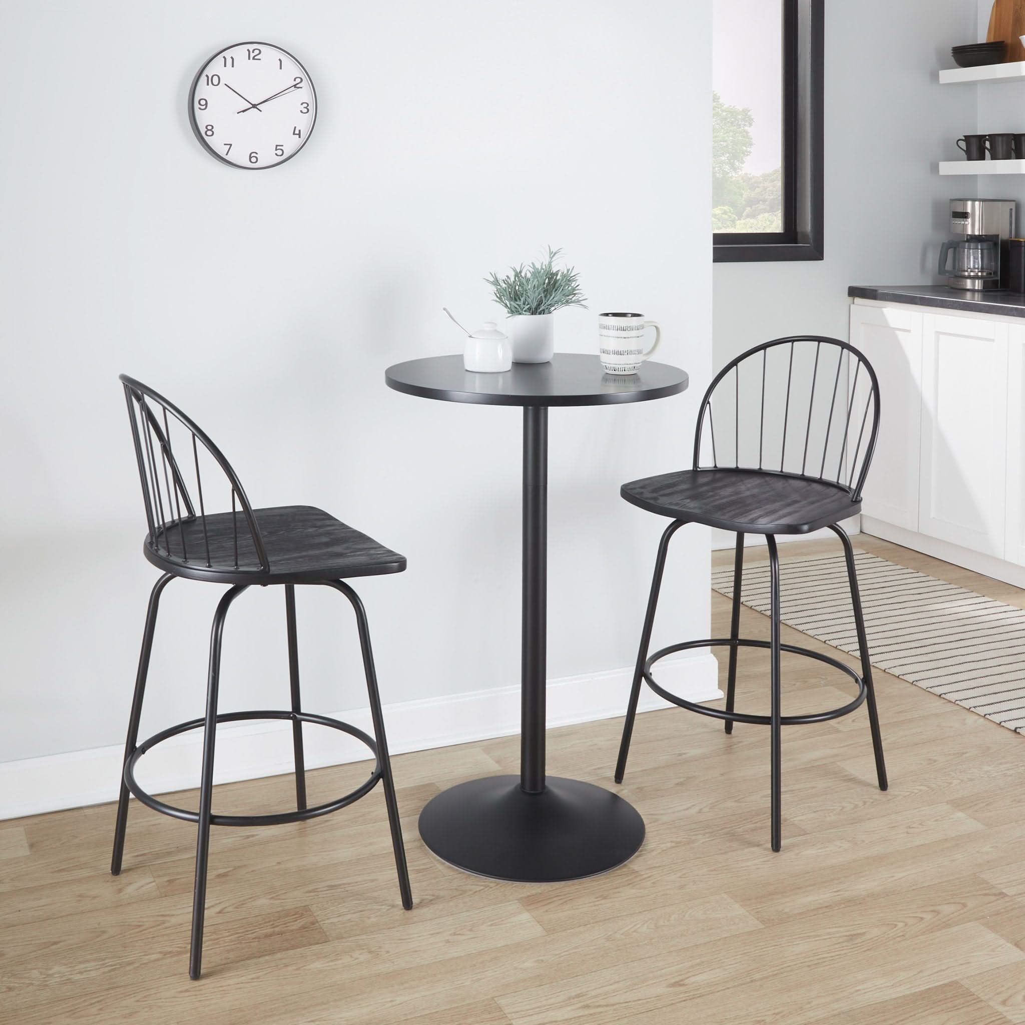 Riley - Claire Farmhouse Fixed Height Counter Stool With Swivel With Round Footrest (Set of 2)