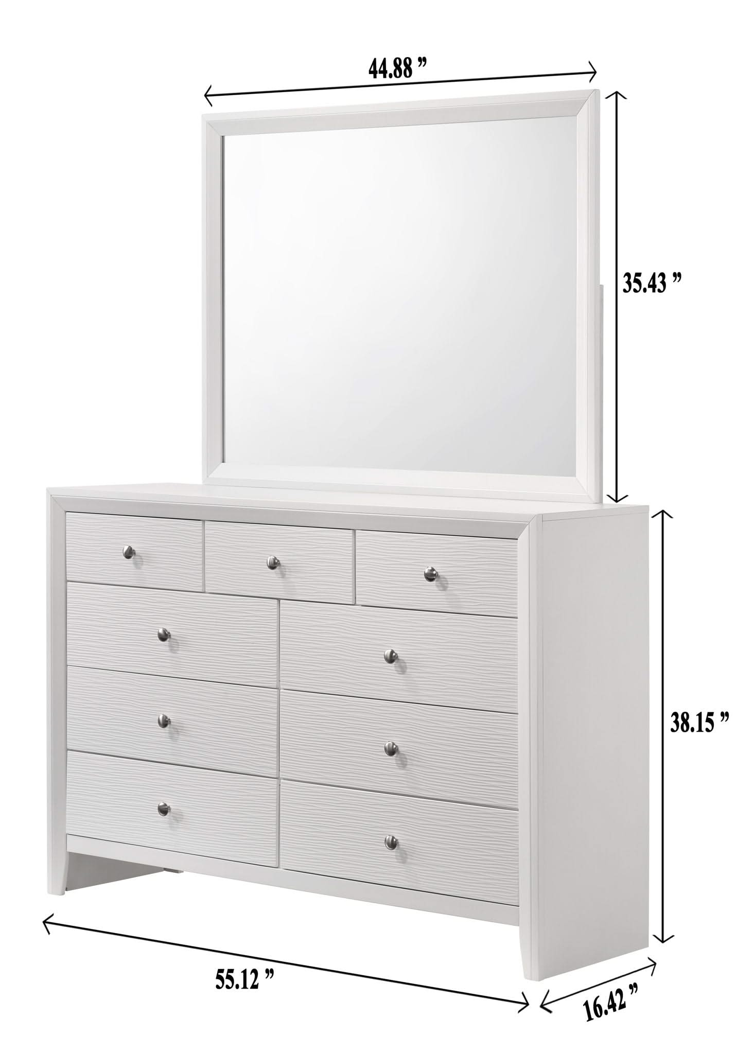 Evan - Dresser & Mirror - White