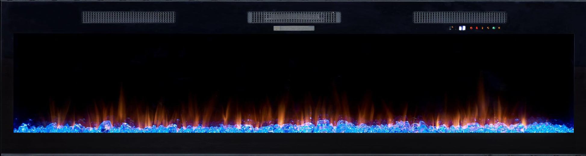 2PC Elure 96" Peppercorn Fireplace Console with 74" Crystals