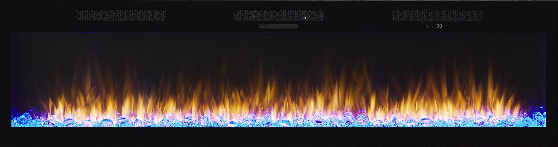 2PC Elure 96" Peppercorn Fireplace Console with 74" Crystals