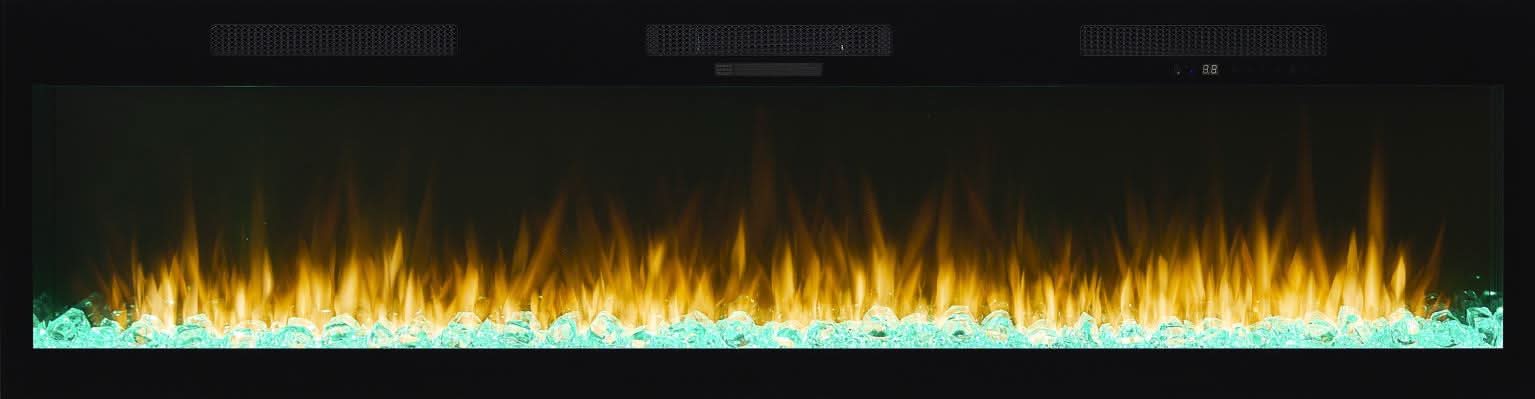 2PC Elure 96" Peppercorn Fireplace Console with 74" Crystals