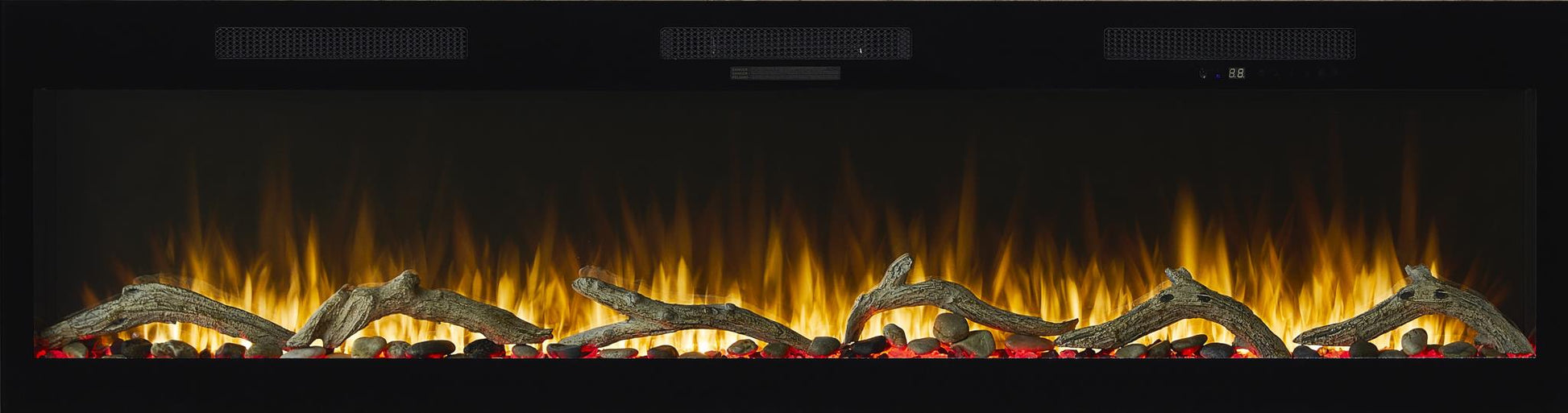 2PC Elure 96" Peppercorn Fireplace Console with 74" Logs