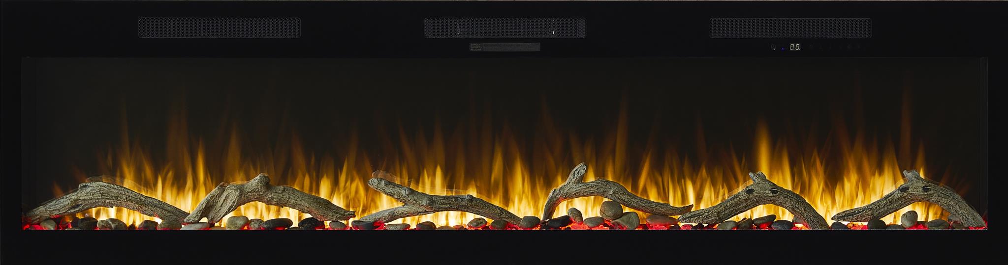 2PC Elure 96" Peppercorn Fireplace Console with 74" Logs