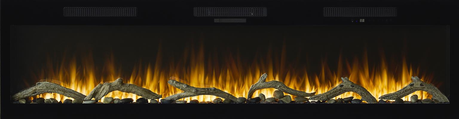 2PC Elure 96" Peppercorn Fireplace Console with 74" Logs