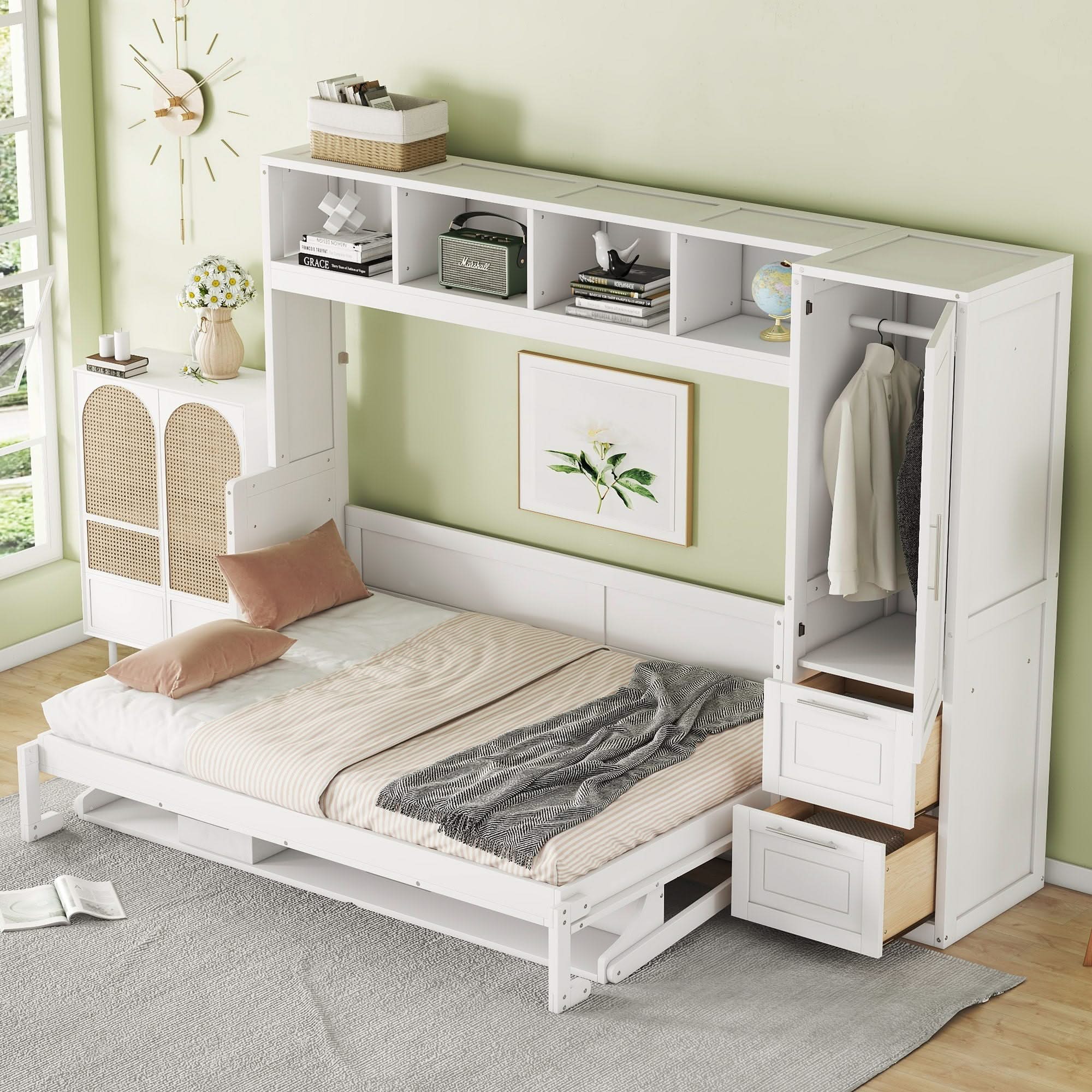 Space Saving Murphy Wall Bed With Closet And Drawers