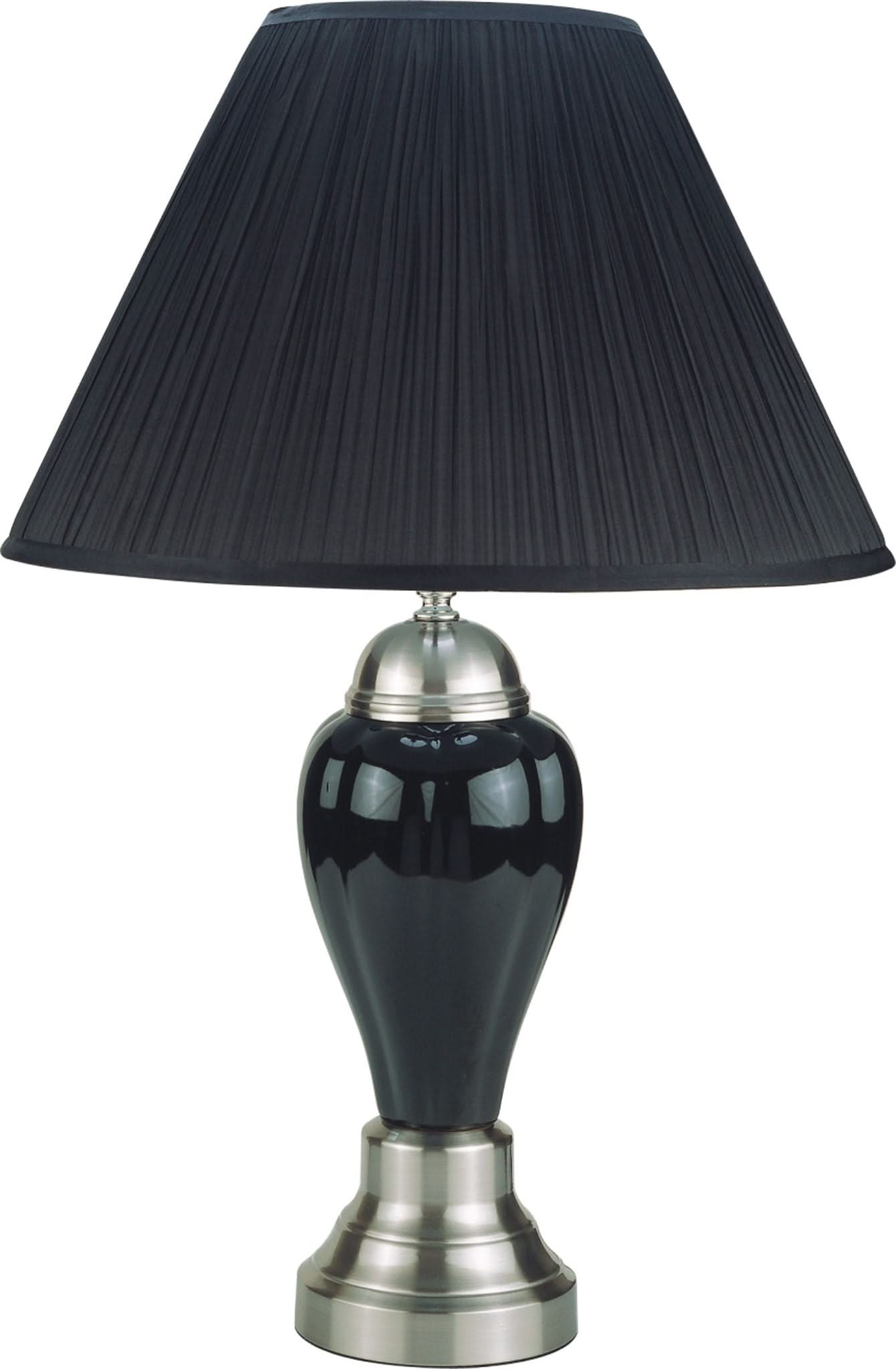 Satin Nickel - Porcelain Table Lamp - Black