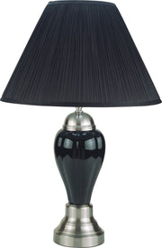 Satin Nickel - Porcelain Table Lamp - Black