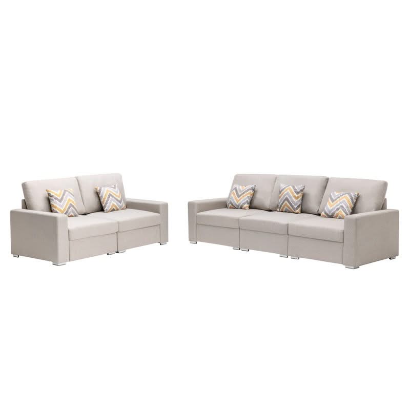 Nolan - Fabric Sofa And Loveseat Living Room With Pillows And Interchangeable Legs
