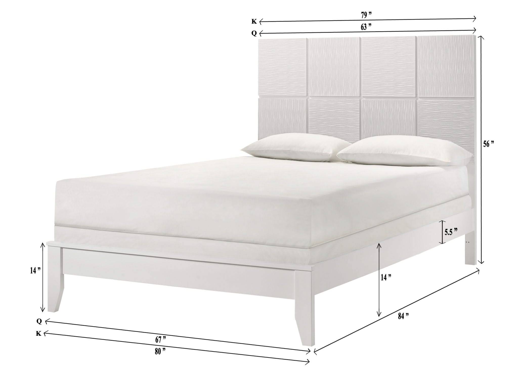 Denker - King Bed - White
