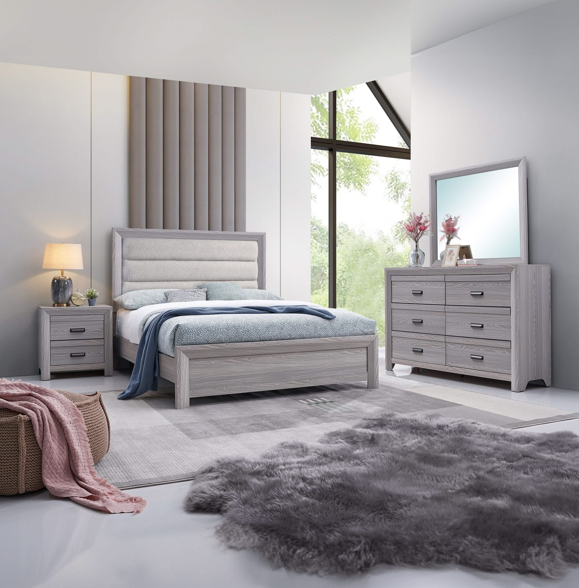 Adelaide - Upholstered Twin Bed - Drift Wood