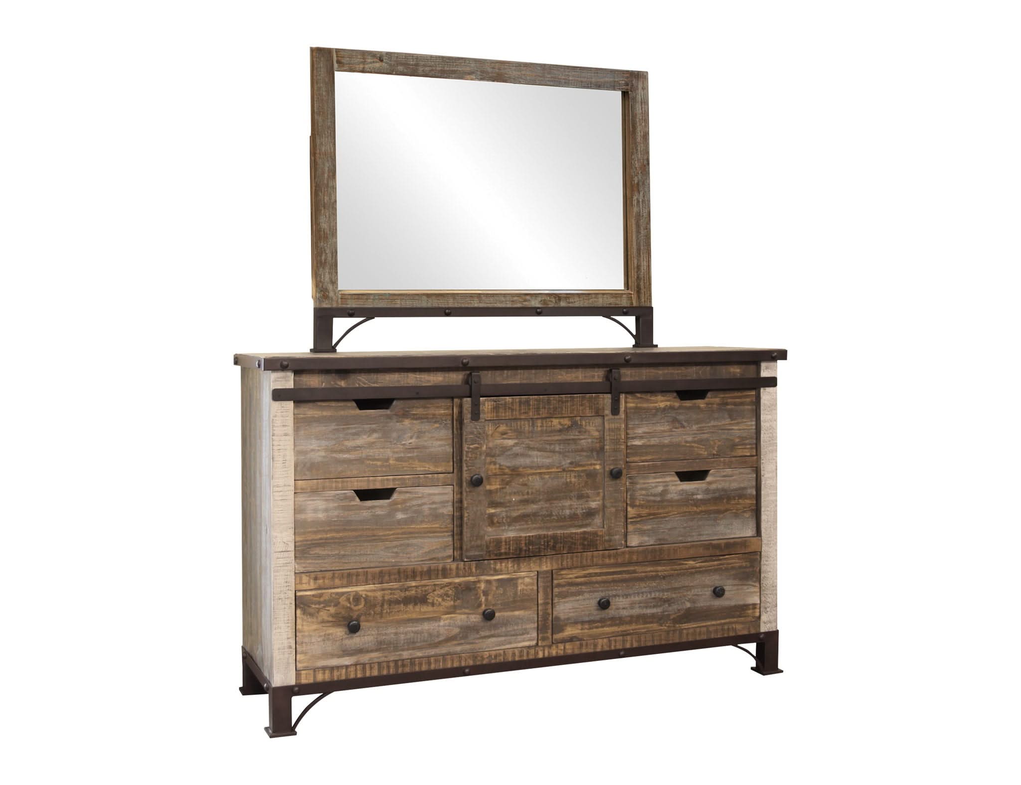 Antique - Dresser With 6 Drawer / 1 Door - Multicolor