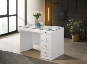 Morgan - Vanity Desk With Glass Top - White